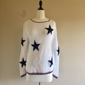 Vintage Ramie Blend Crocheted Star Sweater PS